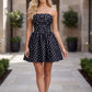 Polka Dot Corset A Line Mini Dress Lace Up Back Homecoming Dress