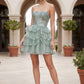 Sequin Corset Tiered Ruffle Mini Homecoming Dress