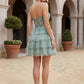 Sequin Corset Tiered Ruffle Mini Homecoming Dress