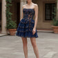 Sequin Corset Tiered Ruffle Mini Homecoming Dress