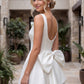 Sleeveless Bow Accent Back Mini A Line Satin  Dress