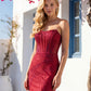 Stapless Beaded Geometric Satin Mini Homecoming Dress