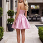 Strapless Corset Satin A Line Mini Homecoming Dress