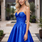 Strapless Corset Satin A Line Mini Homecoming Dress
