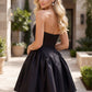 Strapless Pleated Satin A Line Mini Homecoming Dress