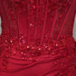 Beaded Corset Mesh Satin Ruched Mini Homecoming Dress