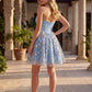 Floral Mesh Corset A Line Mini Homecoming Dress