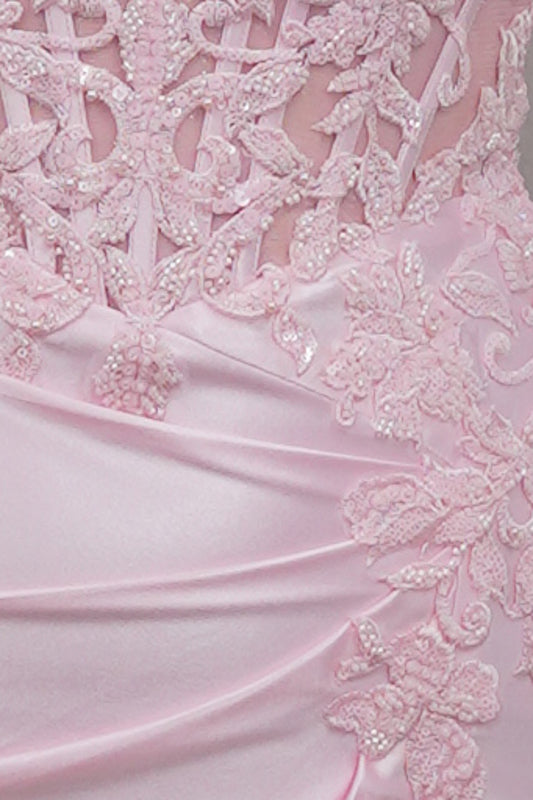 Off Shoulder Lace Corset Satin Ruched Homecoming Dress