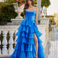 Jess Royal Blue Organza Tiered Ballgown