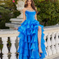 Jess Royal Blue Organza Tiered Ballgown
