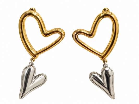 Two Toned Heart Earring