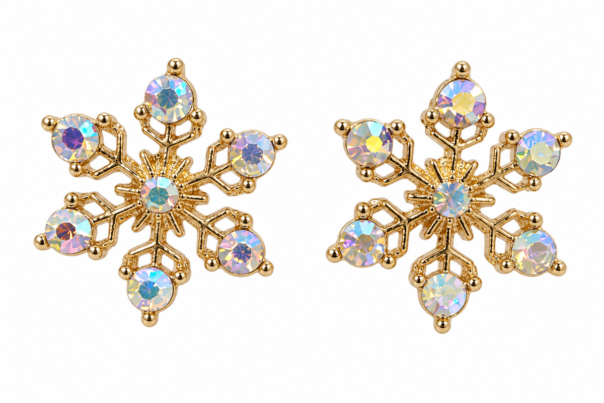 Gold Snowflake Post Earrings