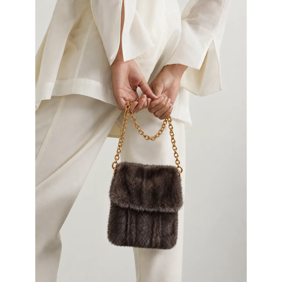 Faux Fur Chain Crossbody Bag