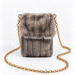 Faux Fur Chain Crossbody Bag