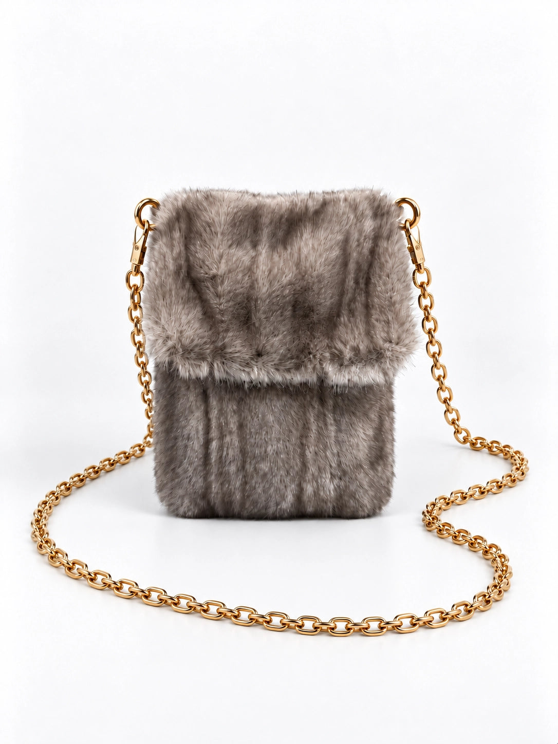 Faux Fur Chain Crossbody Bag