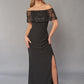 Impressive Sequin Lace and Soft Crepe Gown with Sparkly Portrait Neckline and Slimming Skirt-999 FORMAL - MOB-FORMAL SOCIETY
