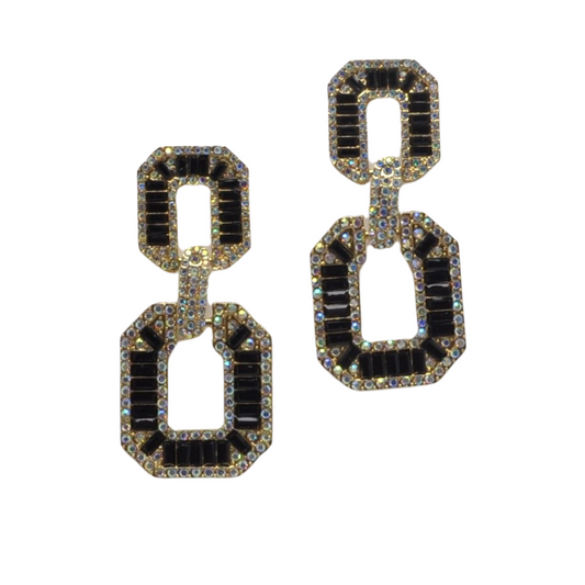 Jet Baguette Square Earring-610 ACCESSORIES - EARRING-FORMAL SOCIETY