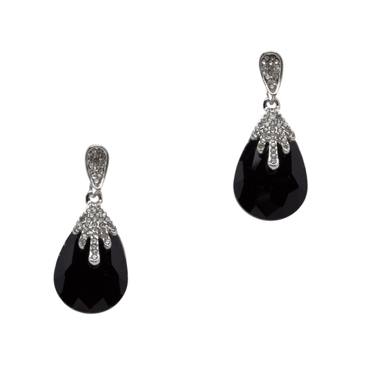 Jet Teardrop Dangle Earrings-610 ACCESSORIES - EARRING-FORMAL SOCIETY