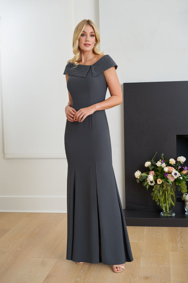 Captivating Stretch Soft Crepe Fit and Flare Gown K258053