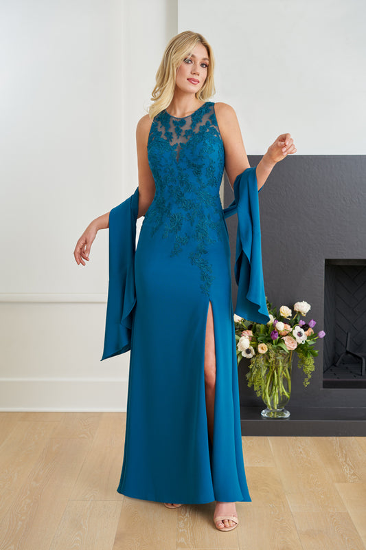 Fabulous Stretch Crepe Fit and flare Gown - K258057