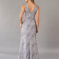 K268052 Stylish Florence Jacquard Fit and Flare Gown with Plunging V-Neckline and Fashion Forward Side Peplum