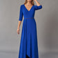 K268055 Exciting Soft Stretch Crepe A-line Gown with Feather Sleeves and High-Low Hemline