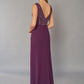 K268059 Stylish Sequin and Soft Crepe Gown with V-neckline and High-Low Skirt