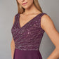 K268059 Stylish Sequin and Soft Crepe Gown with V-neckline and High-Low Skirt