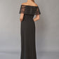 K268060 Impressive Sequin Lace and Soft Crepe Gown with Sparkly Portrait Neckline and Slimming Skirt