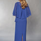 K268069 Lovely Chiffon Sheath Gown with Layered Tiered Top and Beaded Trim