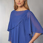 K268069 Lovely Chiffon Sheath Gown with Layered Tiered Top and Beaded Trim