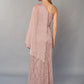 K268071 Head Turning Sequin Lace Fit and Flare Gown with One Shoulder Design and Chiffon Sash