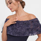 K278008 Exquisite Sheath Royal Crepe and Organza Gown with Portrait Collar and Hand-Sewn Flowers