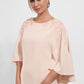 K278020 Elegant Knee Length Sheath Gown with Cape Like Top and Bateau Neckline Accented with Beaded Lace