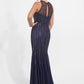 K278023 Luxurious Fit and Flare Sequin Lace Gown with Sheer Halter Neckline and Narrow Keyhole Back