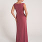 K278053 Sophisticated Royal Crepe Fit and Flare Dress with Cap Sleeves and 3D Waistline Flower