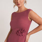 K278053 Sophisticated Royal Crepe Fit and Flare Dress with Cap Sleeves and 3D Waistline Flower