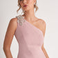 K278056 Exquisite Royal Crepe Mermaid Gown with One Shoulder and Hand Beaded Applique