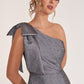 K278057 Sleek Georgia Jacquard Sheath Gown with One Shoulder Neckline and Accented Bow