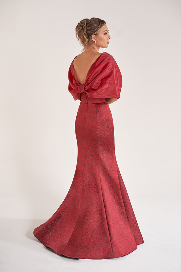 K278058 Striking Georgia Jaqcaurd Strapless Mermaid Dress with Fitted Bodice and Off The Shoulder Jacket