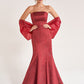 K278058 Striking Georgia Jaqcaurd Strapless Mermaid Dress with Fitted Bodice and Off The Shoulder Jacket