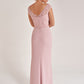 K278059 Exquisite Giselle Organza Jacquard A-Line Dress with Portrait Neckline and Twisted Bodice