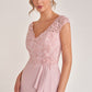 K278059 Exquisite Giselle Organza Jacquard A-Line Dress with Portrait Neckline and Twisted Bodice