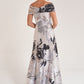 K278060 Exquisite Giselle Organza Jacquard A-Line Dress with Portrait Neckline and Twisted Bodice