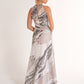 K278067 Stunning Frederica Jacquard A-Line Gown with Jewel Neckline and Angled Gathers