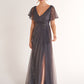 K278068 Dreamy Lace and Tulle A-Line Dress with V-Neckline and Hand Beaded Appliqued Waistline