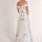K278069 Chic Gill Jacquard A-Line Dress with Floral Portrait Collar an Pockets