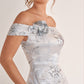 K278069 Chic Gill Jacquard A-Line Dress with Floral Portrait Collar an Pockets