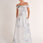 K278069 Chic Gill Jacquard A-Line Dress with Floral Portrait Collar an Pockets