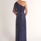 K278074 Breathtaking Adele Sequin Lace Fit and Flare Gown with One Shoulder Neckline and Flutter Sleeves